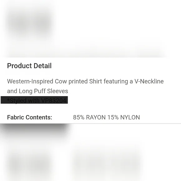 Size L! NWTS! Blouse Western Inspired Cowprint V-neck With Puffy Sleeves - Picture 6 of 6